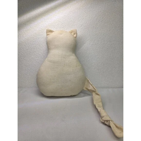 Vintage Handmade Fabric Cat Plush, Shabby Chic Lace Kitty Doll Cottagecore Decor - Picture 2 of 6